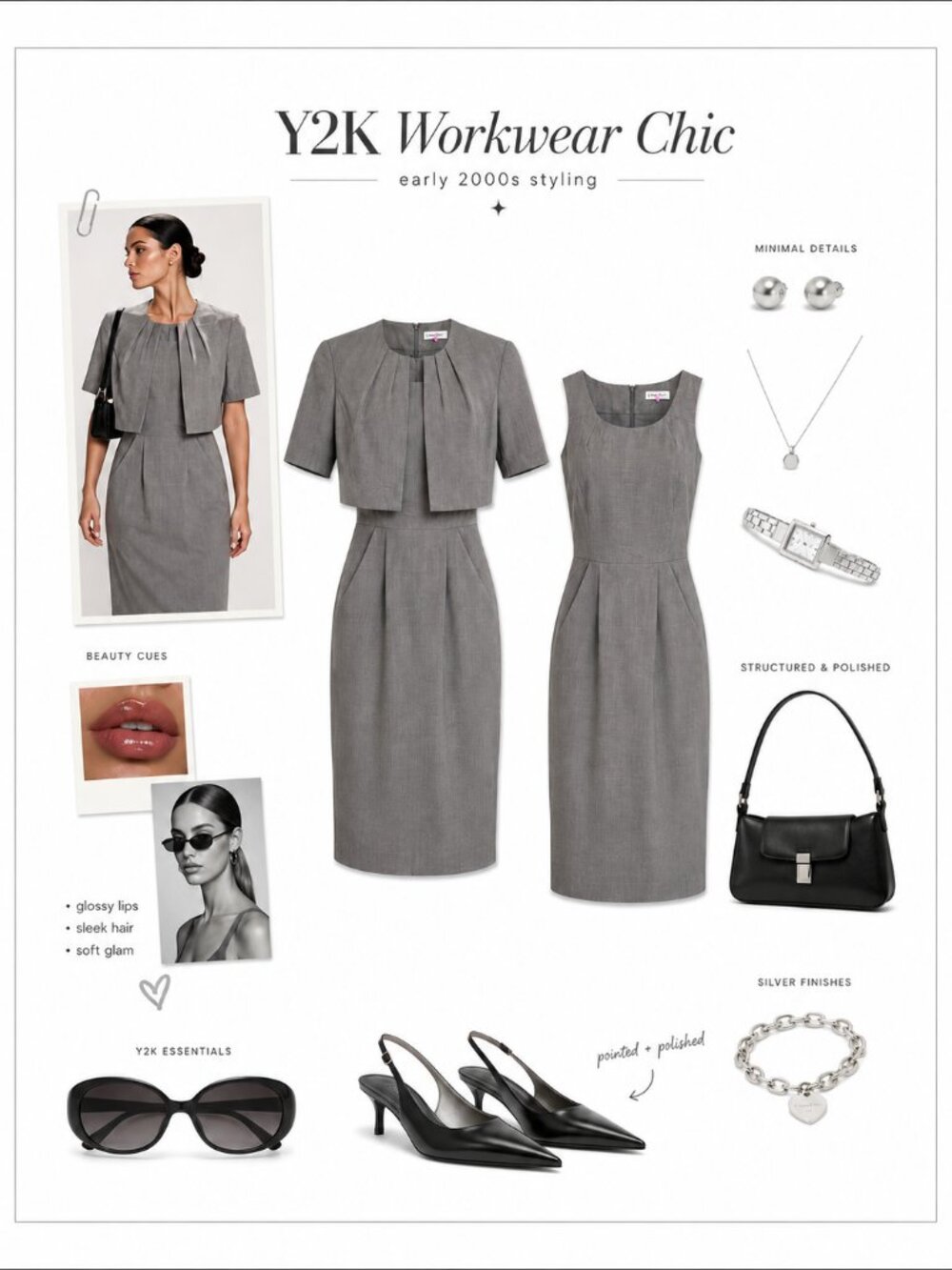 Calvin Klein Gray Sleeveless Sheath Dress & Cropped Jacket Set